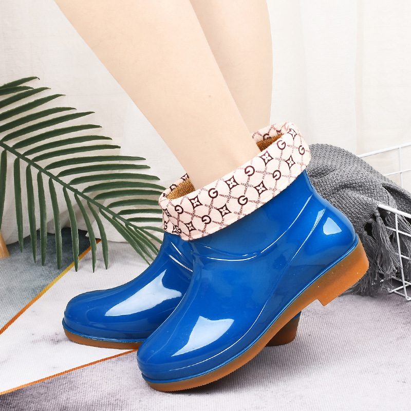 Rain Boots women's low-cut non-slip fashionable kitchen Women's rain boots short fashionable water shoes tendon bottom wear-resistant adult water shoes