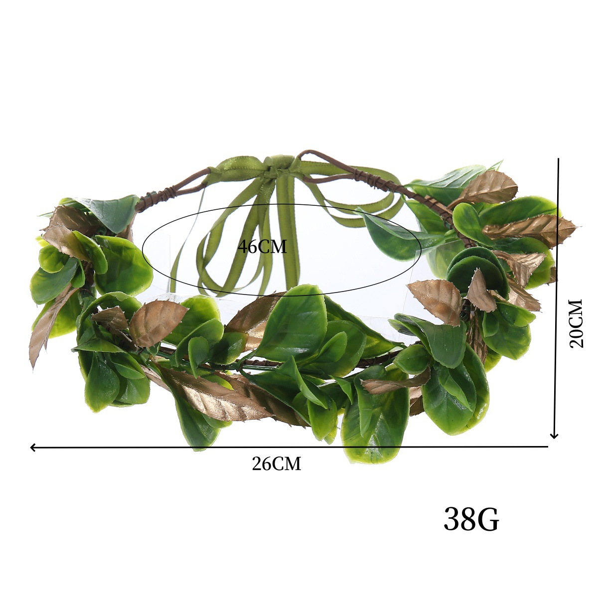 Cross-Border Hot-Selling Green Plant Garland Headband Fresh Eyebrow Pendant Headband Simple Leaf Green Leaf Princess Beach Headband