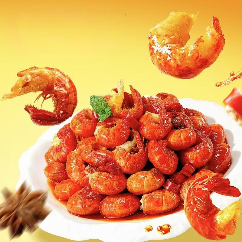 Instant Spicy Dragon Garlic Shrimp Tails Crayfish Shrimp Tails Spicy Snacks Cooked Seafood Canned Seafood Midnight Snack Cans