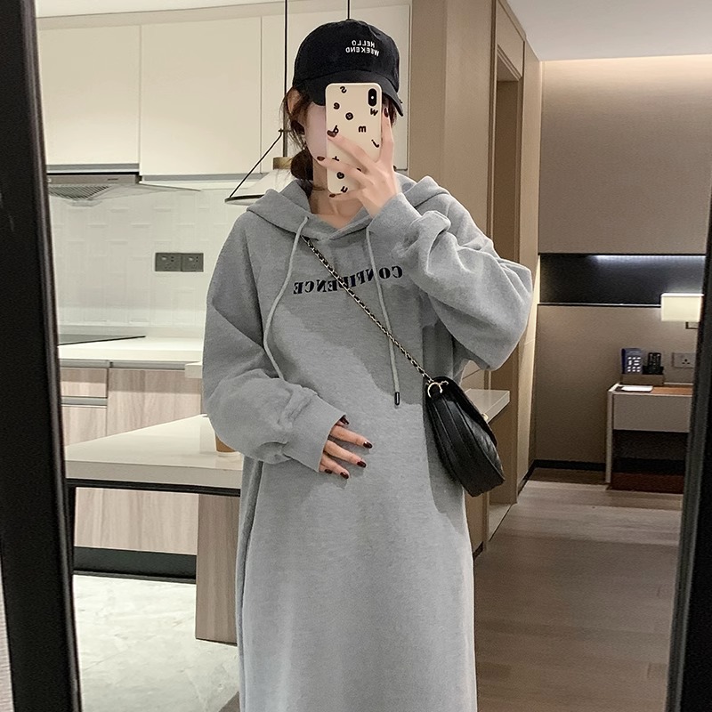 ins pregnant women's autumn and winter sweater long dress fashion casual western style women's spring and autumn fashionable top outer wear