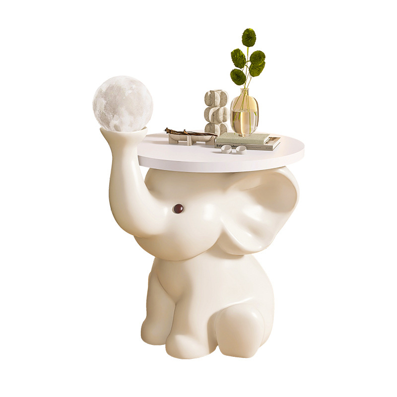 Elephant Floor Ornaments Living Room Large TV Cabinet Next to Sofa A few Cream Wind Decorations Moved to New House Gifts