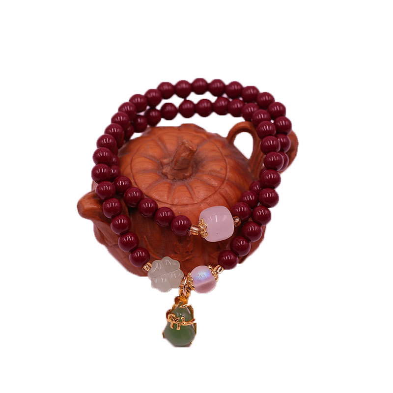 New style imitation cinnabar pendant bracelet single ring double ring safety buckle women's wear jewelry bracelet gift