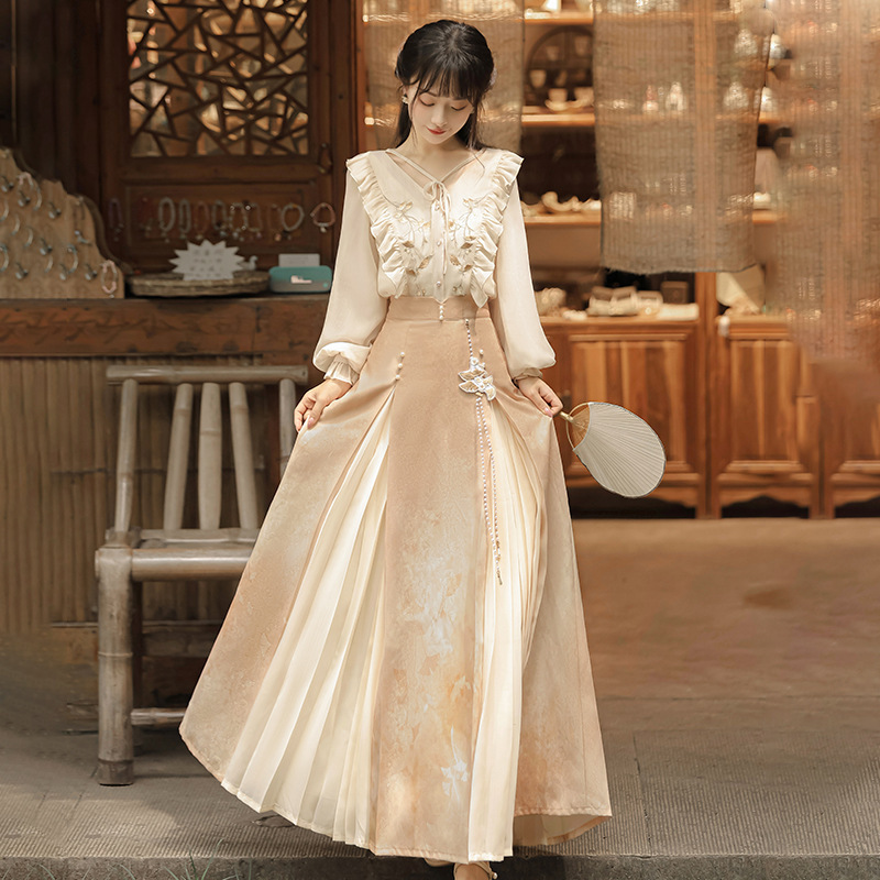 Оригинальный дизайн осенний вечер Китайский стиль женская одежда Китайский элемент Китайская одежда топ юбка комплект 8829