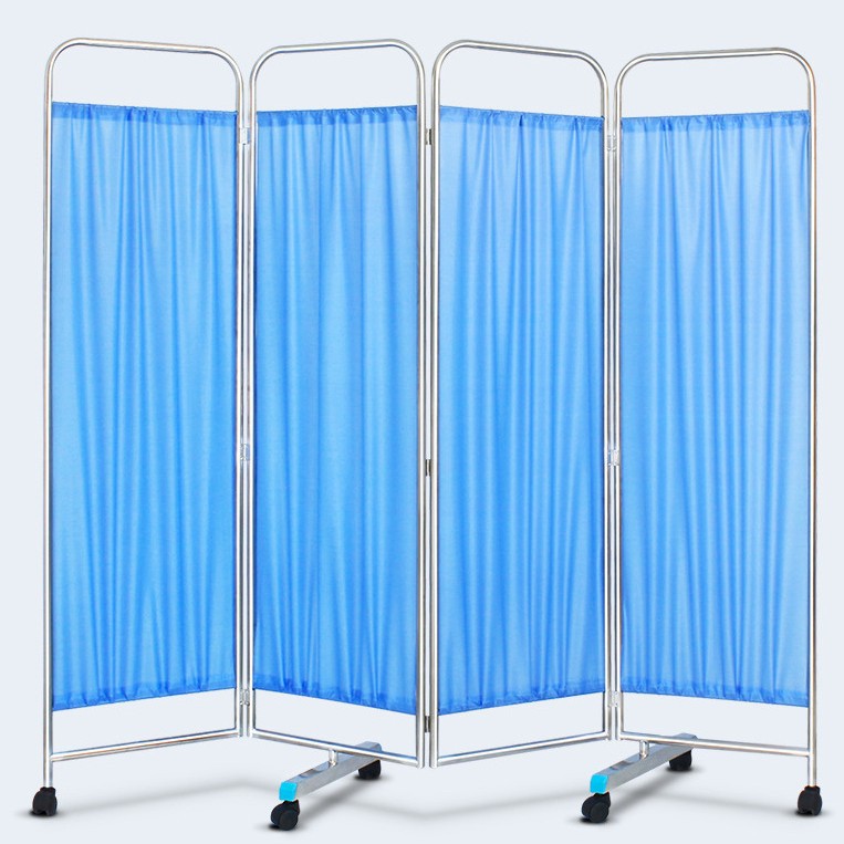 Mobile Blue Stainless Steel Screen for Hospitals, Clinics, Beauty Salons, Nursing Homes, Partitions, Mobile Folding Screens