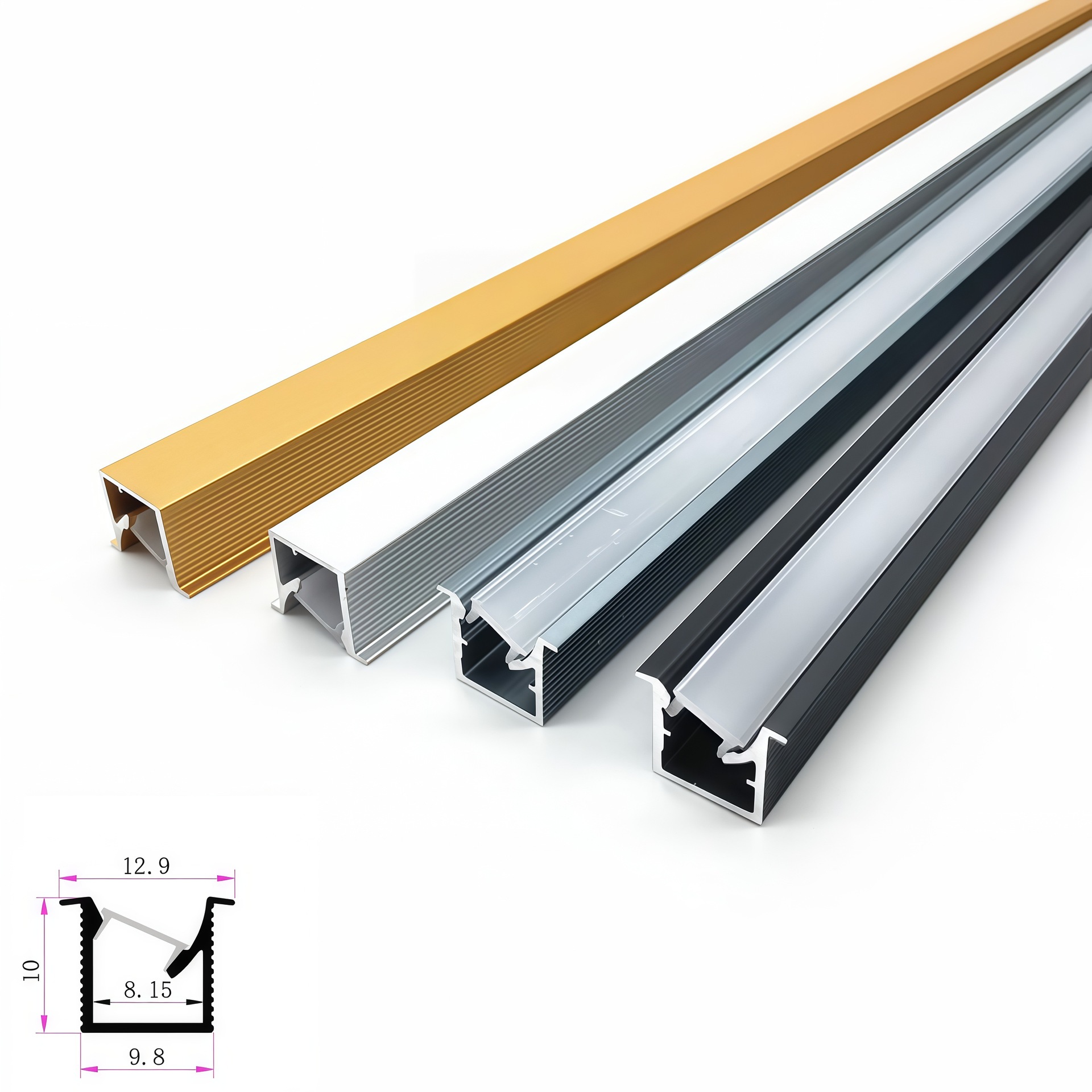 45 Degree Oblique Light-Emitting Line Light U-Shaped Embedded Light Slot Cabinet Light Aluminum Slot Led Sensor Light with Aluminum Alloy Card Slot