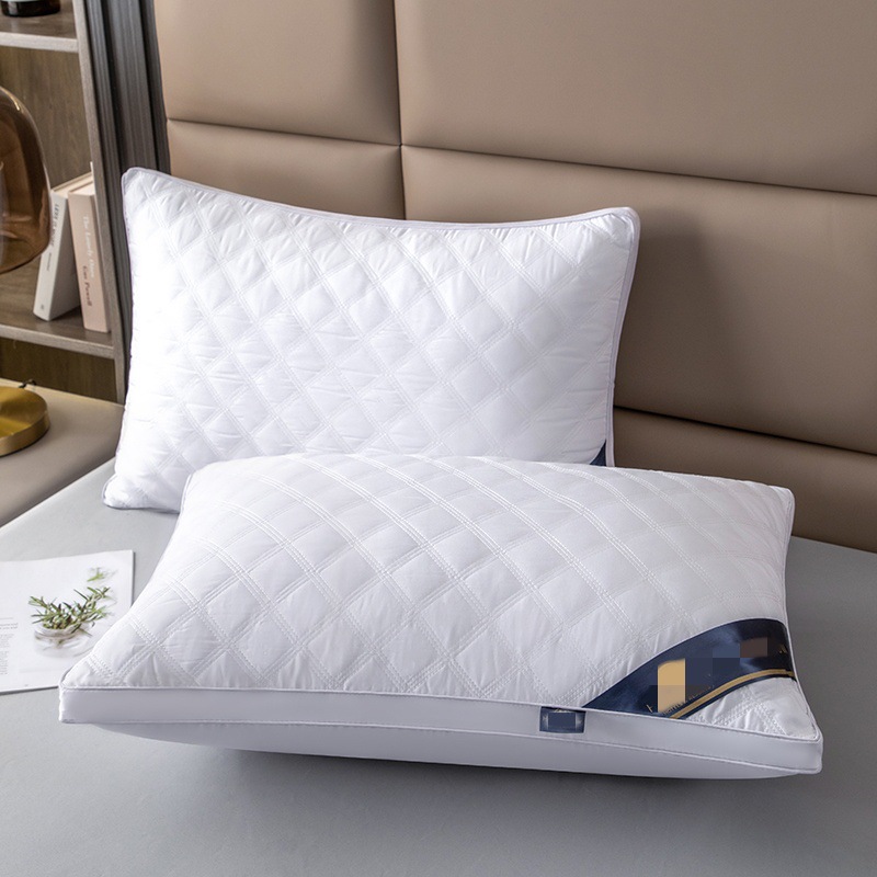 Three-Line Grids Three-Dimensional Pillow Core Star Hotel Pillow Home Cervical Spine High Elastic Feather Velvet Pillow Student B&B Pillow