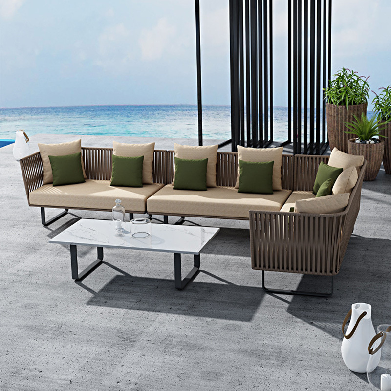 Outdoor Sofa Courtyard Combination Outdoor Leisure Rattan Chair Terrace Garden Simple Waterproof Sunscreen Balcony Rattan Sofa