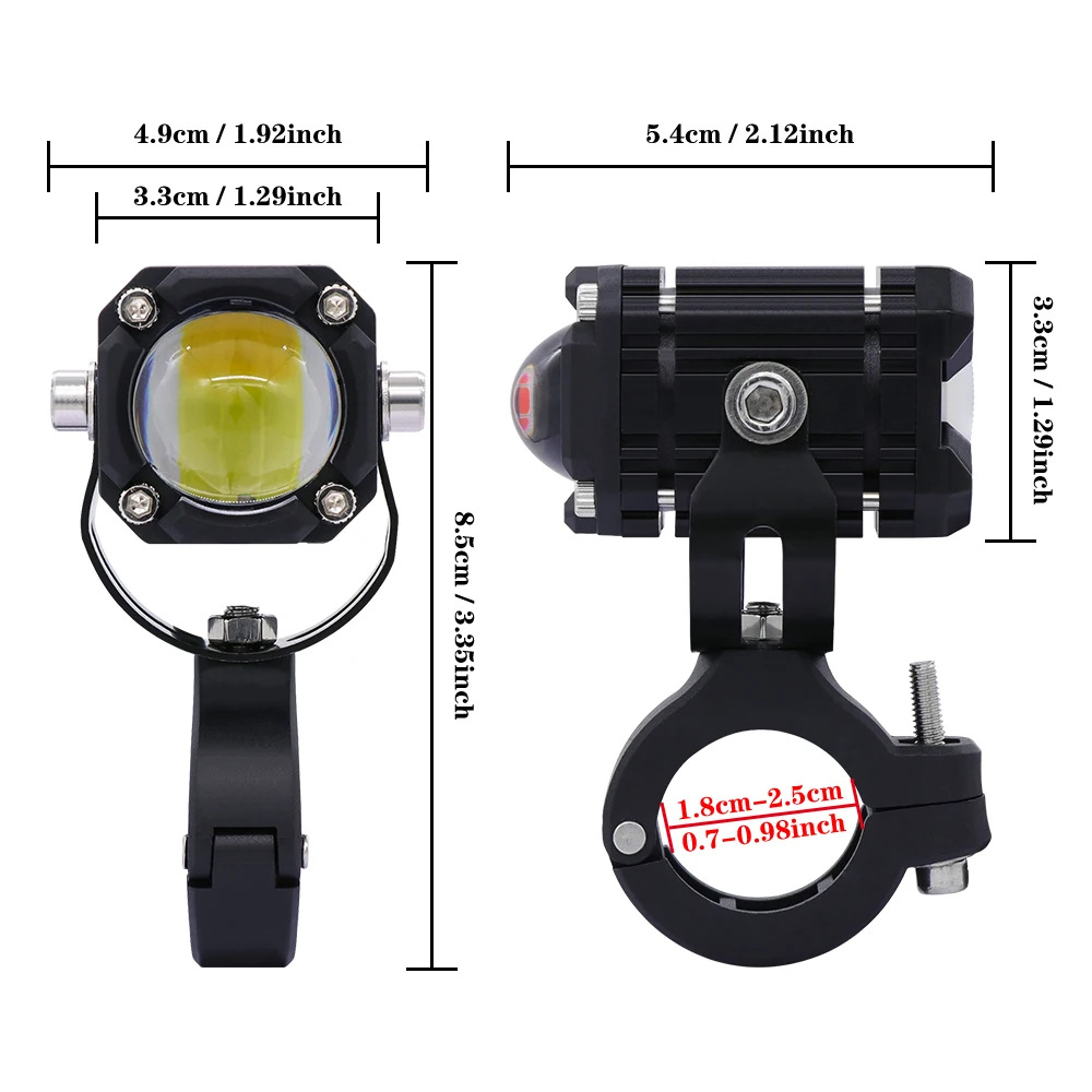Demon eye motorcycle spotlight electric car headlight led strong light headlight far and near integrated white yellow double light flash