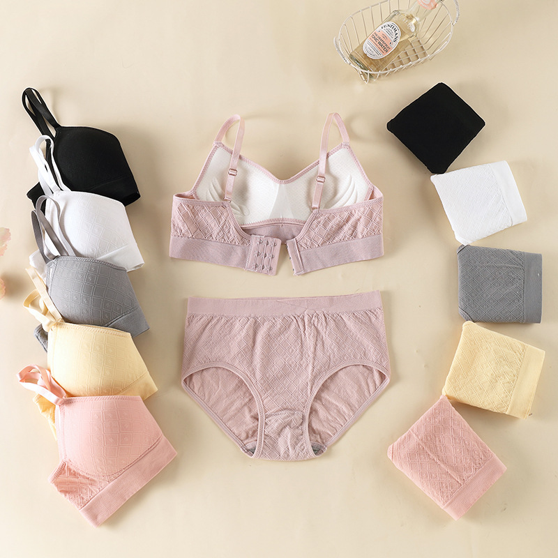 Girl's bra suit one-piece fixed cup small chest push up and collect breast breast without steel ring breasted underwear suit