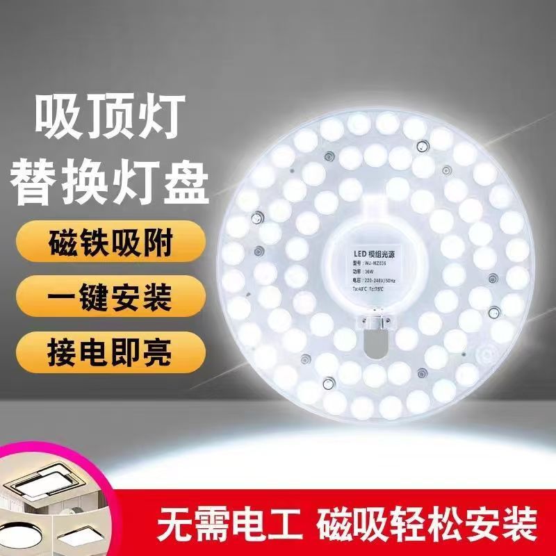 Highlight led Ceiling Wick Round Lamp Panel Magnetic Replacement Patch Light Source Disc Three-color Living Room Retrofit Lamp Panel
