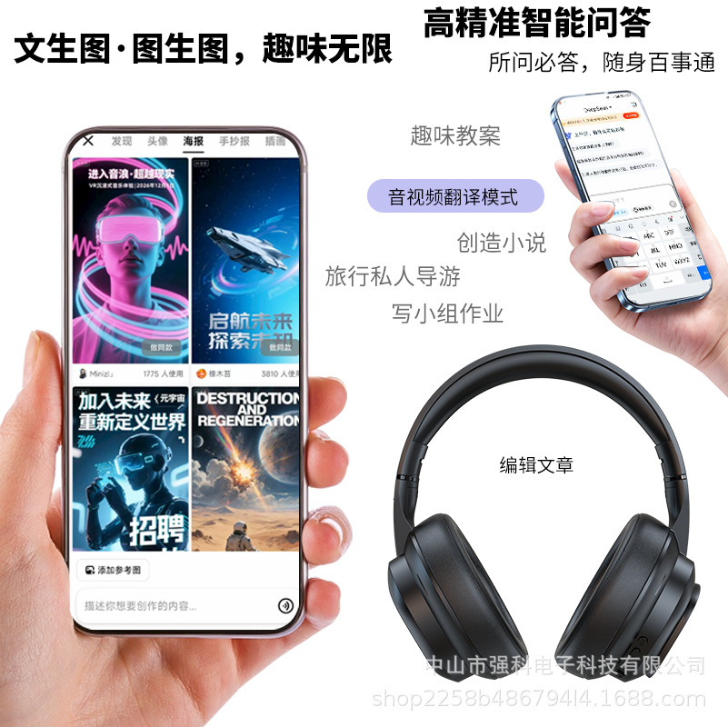 Modern X1Pro Smart Headphones with Display Screen, Head-Mounted Smart Translation Headphones, Cross-Border Wireless Bluetooth 4.0