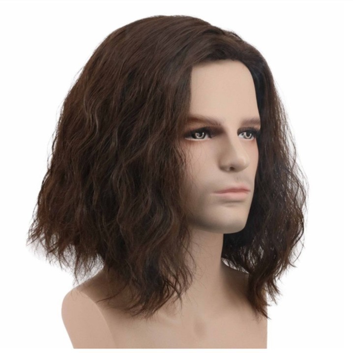 2023eaby popular European and American men's wig medium brown medium long wig chemical fiber wig factory wholesale