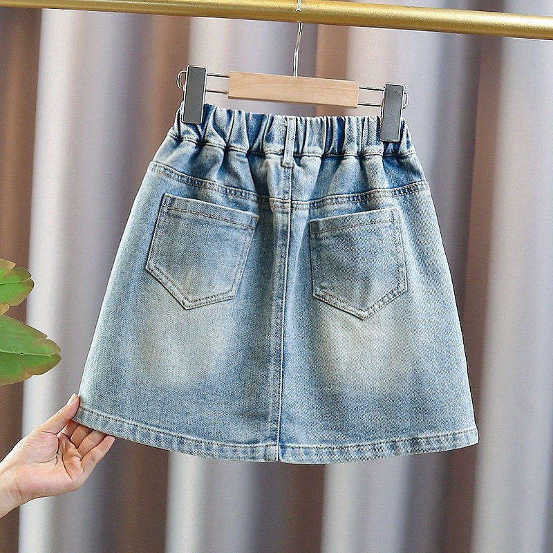 Girls' Denim Skirt Summer New Style 2025 Middle and Big Kids Casual All-match Fashionable Short Skirt Children's Trendy Short Skirt