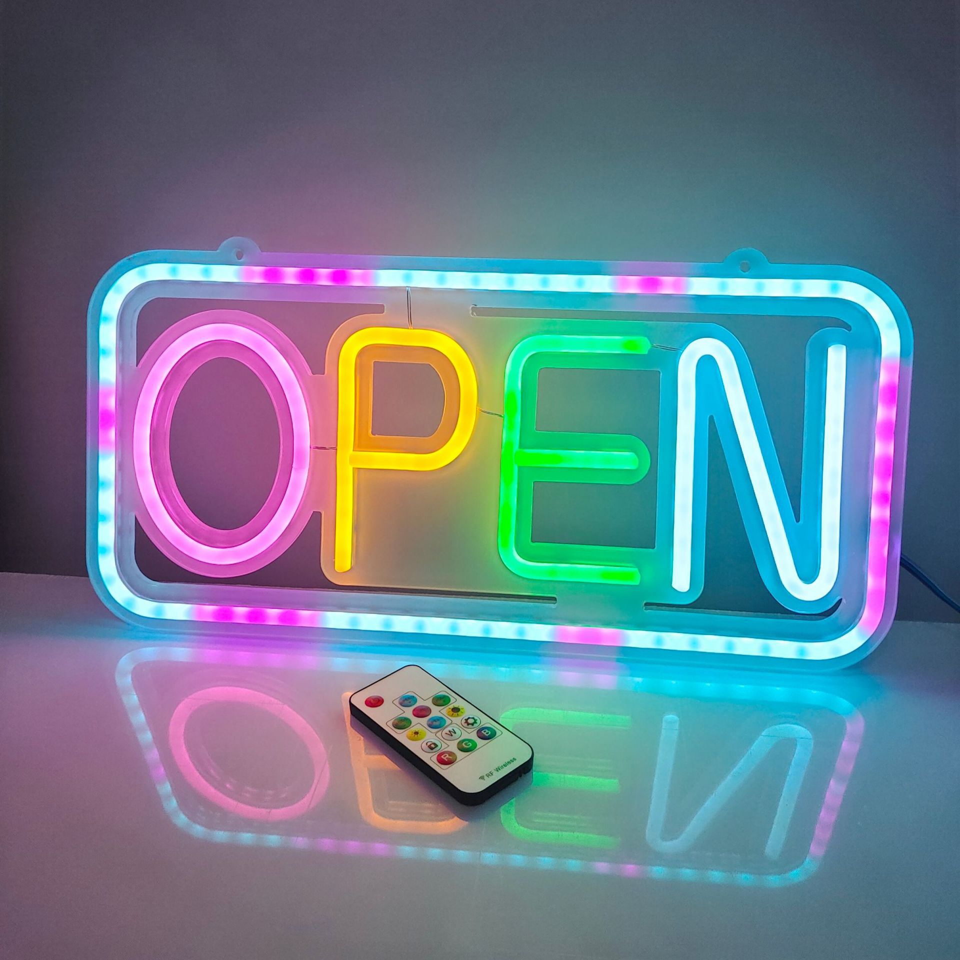 Led Neon Remote Control Open Luminous Letter Business Sign Light Colorful Flashing Decorative Light Advertising Light Board