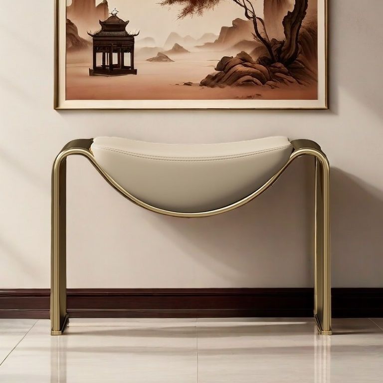 Light Luxury Dressing Stool, Guest Stool, Modern Simple Shoe Changing Stool, Living Room Sofa Stool, Tea Stool, Italian Chair, Silver Black