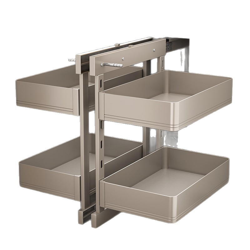 Corner Pull-Out Basket Kitchen Cabinet Corner Monster Full Pull-Out Double-Layer Drawer Storage Damping Pull-Out Basket Wholesale Factory