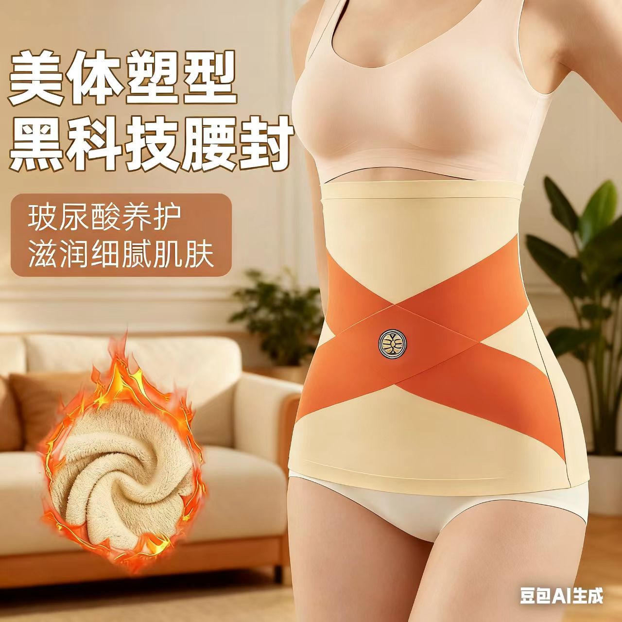 Body-Shaping Breathable Girdle Popular Ice Silk Energy Stone Cross Abdominal Belt Women's Thin Seamless Nude Feeling