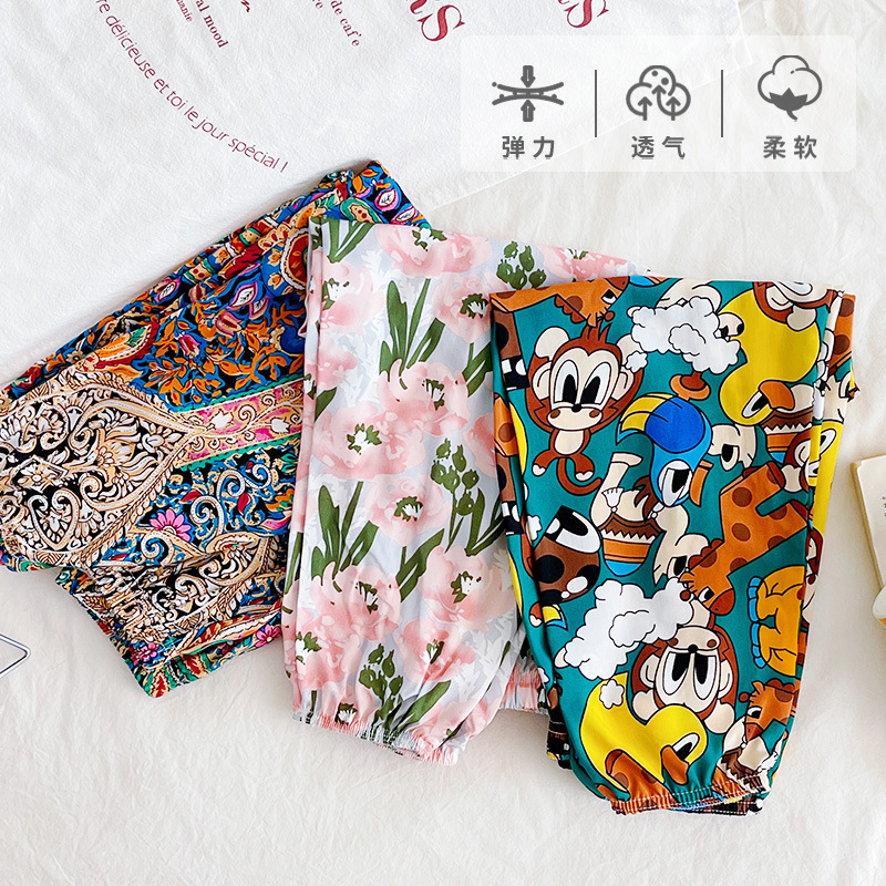 Boys' Ice Silk Summer Pajama Pants, Girls' Anti-Mosquito Pants, Toddler Jogger Pants, Children's Home Pants, Outdoor Beach Pants