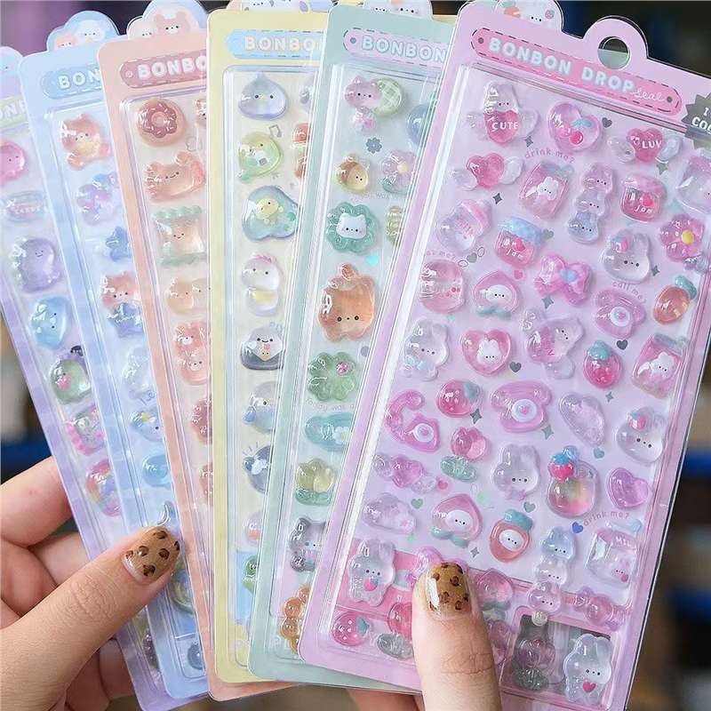 Trendy High-Value Second-Generation Cartoon 3D Embossed Hollow Stickers Cute Reward 3D Stickers