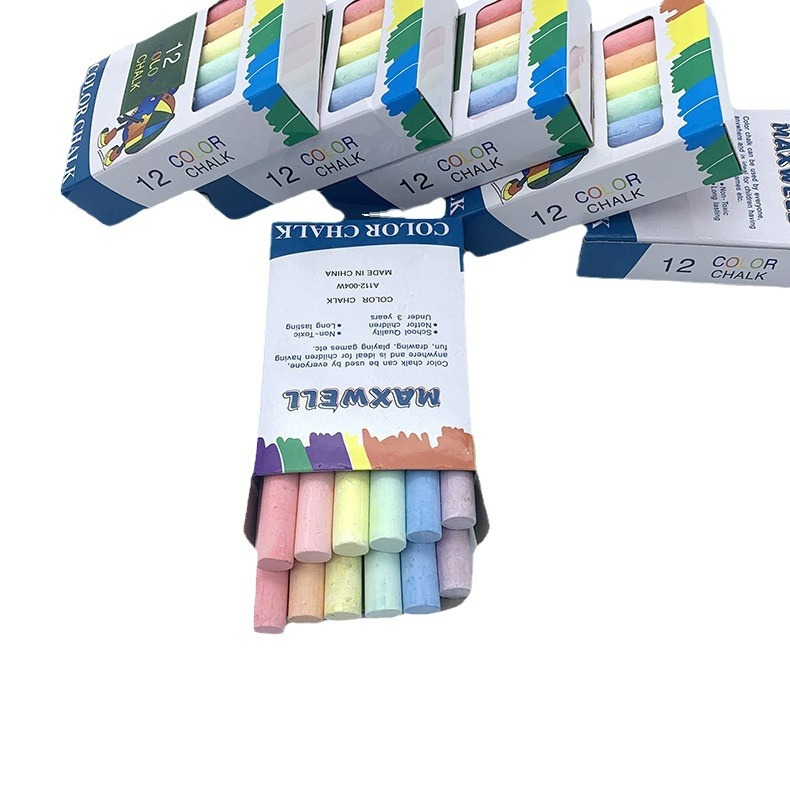 Dust-free colored chalk in stock wholesale 12 PCs/boxed children's drawing board chalk teaching accessories teacher chalk