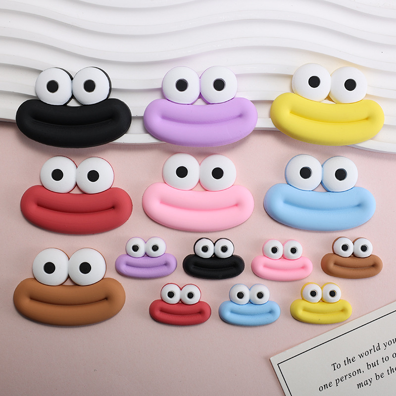 Big Small size cartoon sausage mouth eyes charger protective cover plush toy hairpin phone case diy accessories