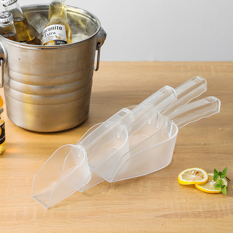 Durable Pc Ice Shovel for Milk Tea Shop, Plastic Transparent Supermarket Flat Shovel, Thickeneded Shovel, Sugar Shovel, Popcorn Flour