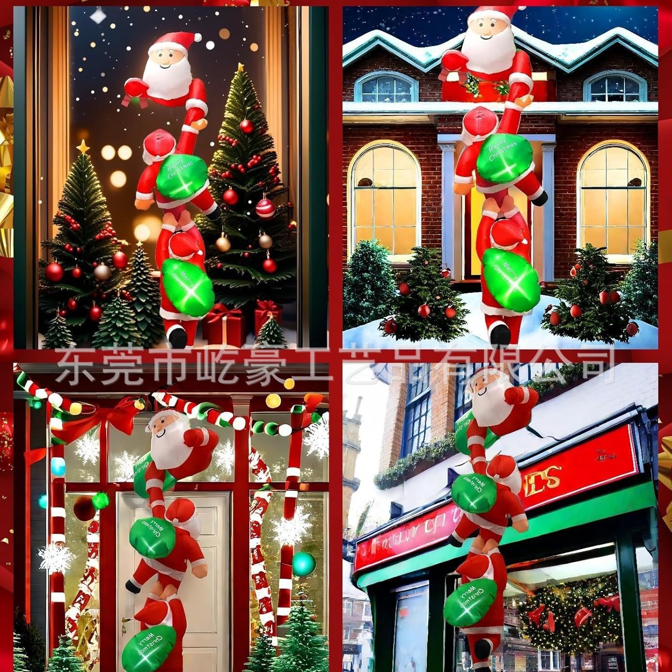 In-Stock Amazon Christmas Inflatable 2.7m Climbing Old Men Outdoor Yard Decoration Led Light-Up Ornaments