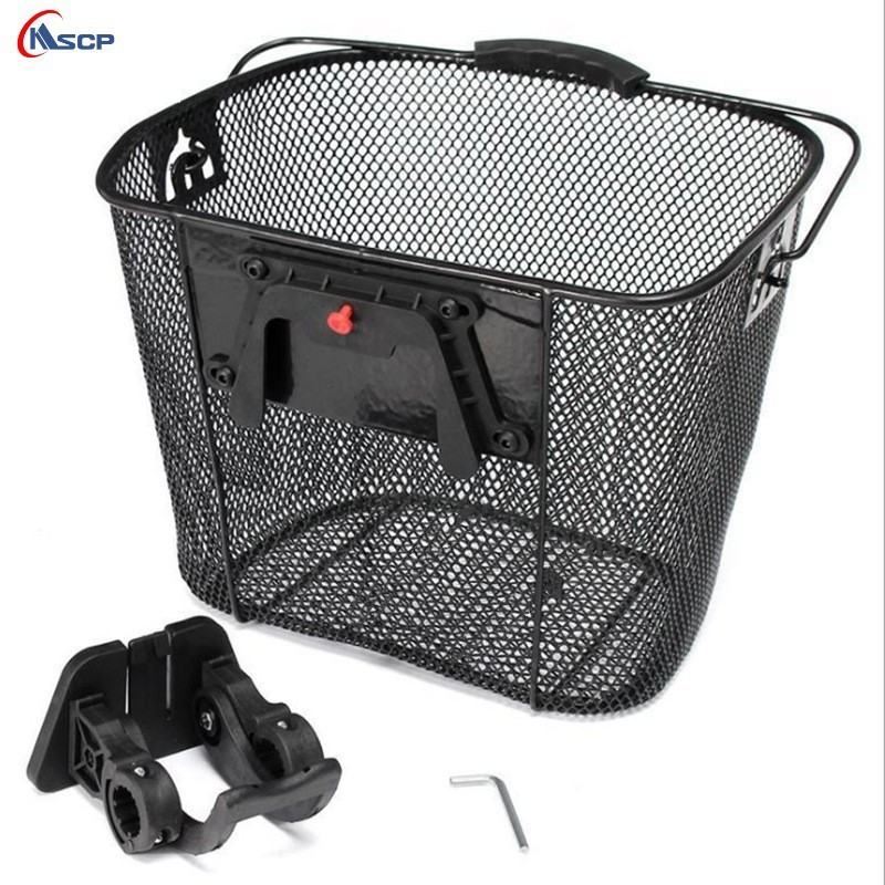 In stock supply quick disassembly basket with handle mesh basket export type mountain bike bicycle front basket