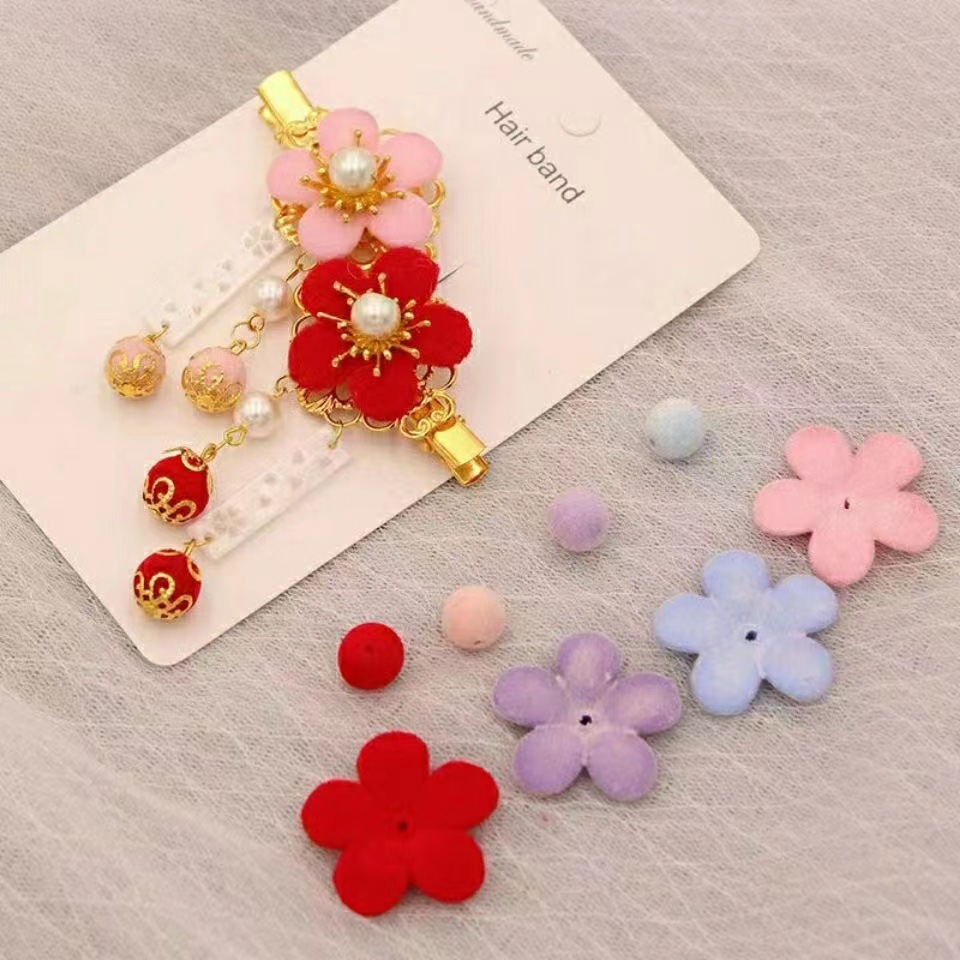 10mm Flocked Straight-Hole Round Beads for DIY Children's Candied Fruit Hair Accessories, Hair Clips, Jewelry Materials and Accessories