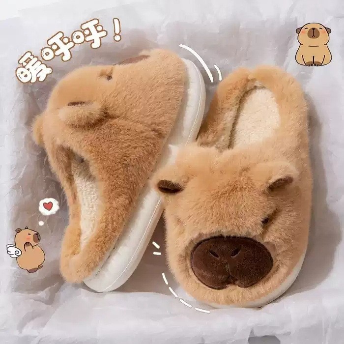 Kapibala Cotton Slippers for Women 2025 Autumn and Winter New Home Thick-Soled Fleece-Lined Anti-Slip Kidsren's Soft-Soled Slippers for Men