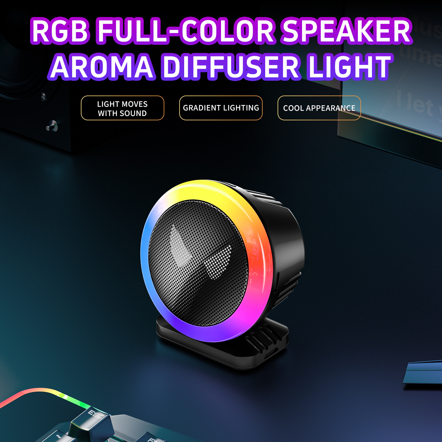 Cross-Border Rgb Voice-Controlled Rhythm Light, Colorful Music Car Aromatherapy Atmosphere Light, Computer Desktop Creative Led Pickup Light