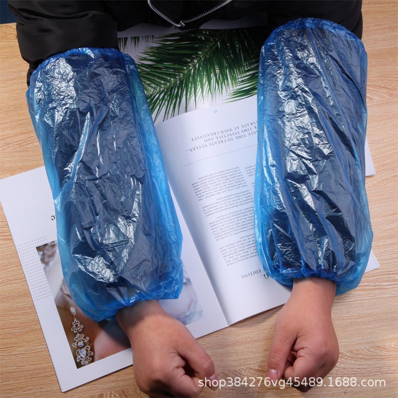 Прозрачный синий белый водонепроницаемый пластиковый рукав PE механизма одноразовый 100/пакет