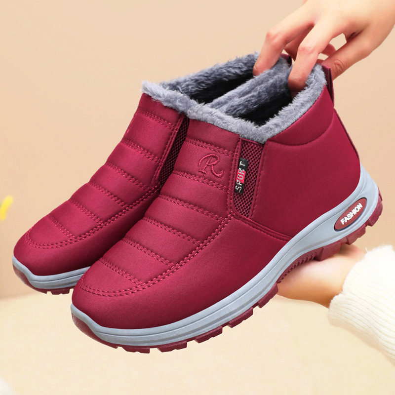 Cotton Shoes Autumn and Winter Women's Cross-border Mother Shoes Warm Casual Cotton Boots Slip-on fleece-lined Thickened Snow Boots for the Elderly