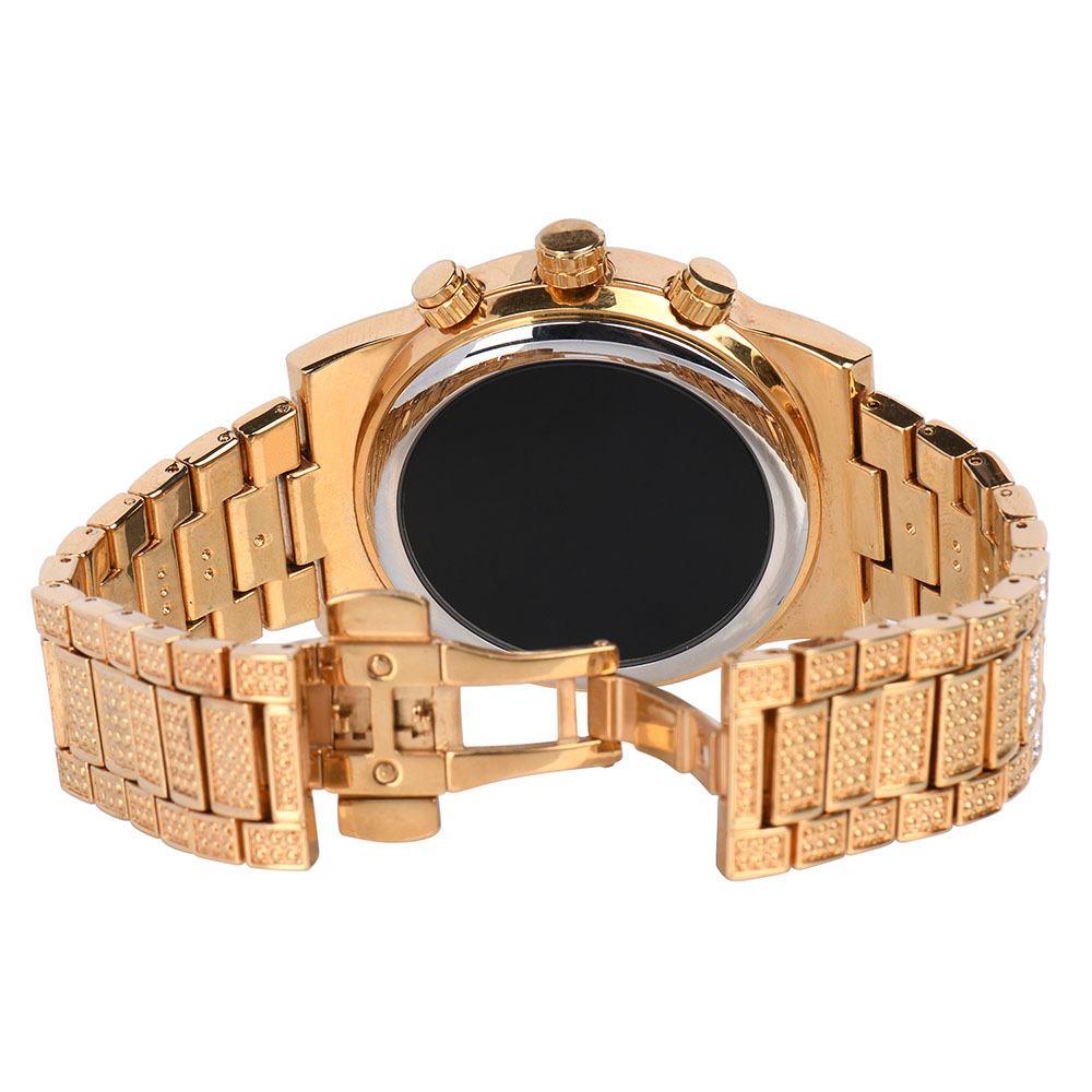 Factory Customized German and Japanese Dual-Frequency Solar Radio Watch, Fashionable Full Diamond Gold Shell with Radio Watch Digital Watch for Men