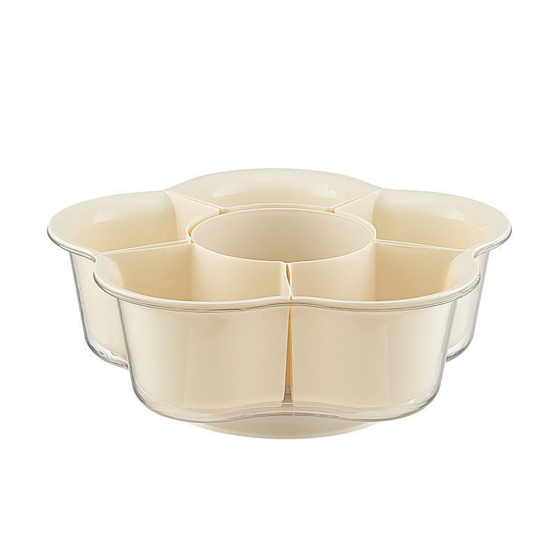 Light Luxury and Simple Rotating Hot Pot Platter for Home Use, Double-Layer Vegetable and Fruit Compartmentalized Washing and Preparation Storage Rotating Tray