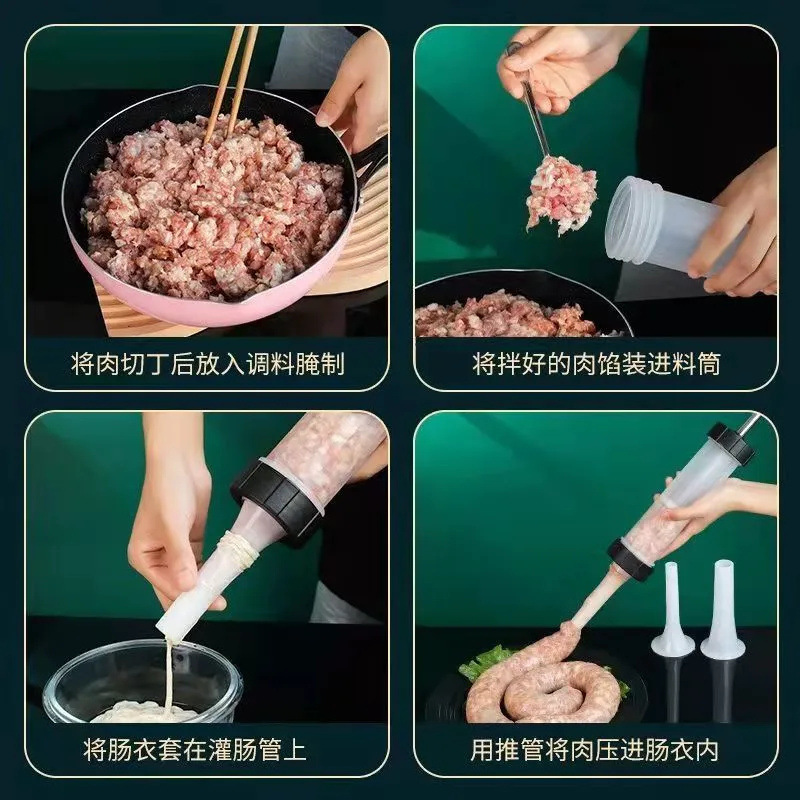 Large-size sausage enema artifact sausage filling machine hand-pushed sausage filling device home-made sausage filling funnel