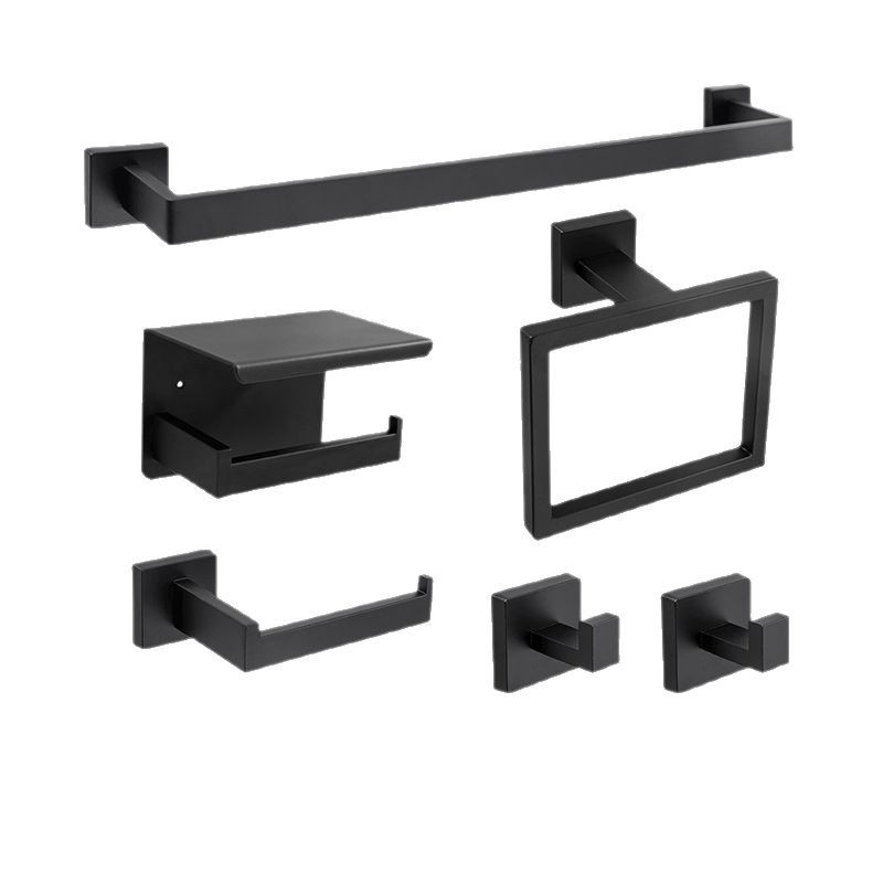 Cross-border Stainless Steel Bathroom Towel Rack Towel Rack Towel Bar Bathroom Five-piece Pendant Bathroom Square Tube suit