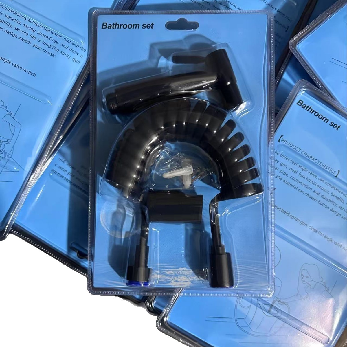 Foreign Trade 304 Stainless Steel Bidet Spray Gun Blister Set Toilet Companion Spray Gun Pressurized Water Gun Flusher