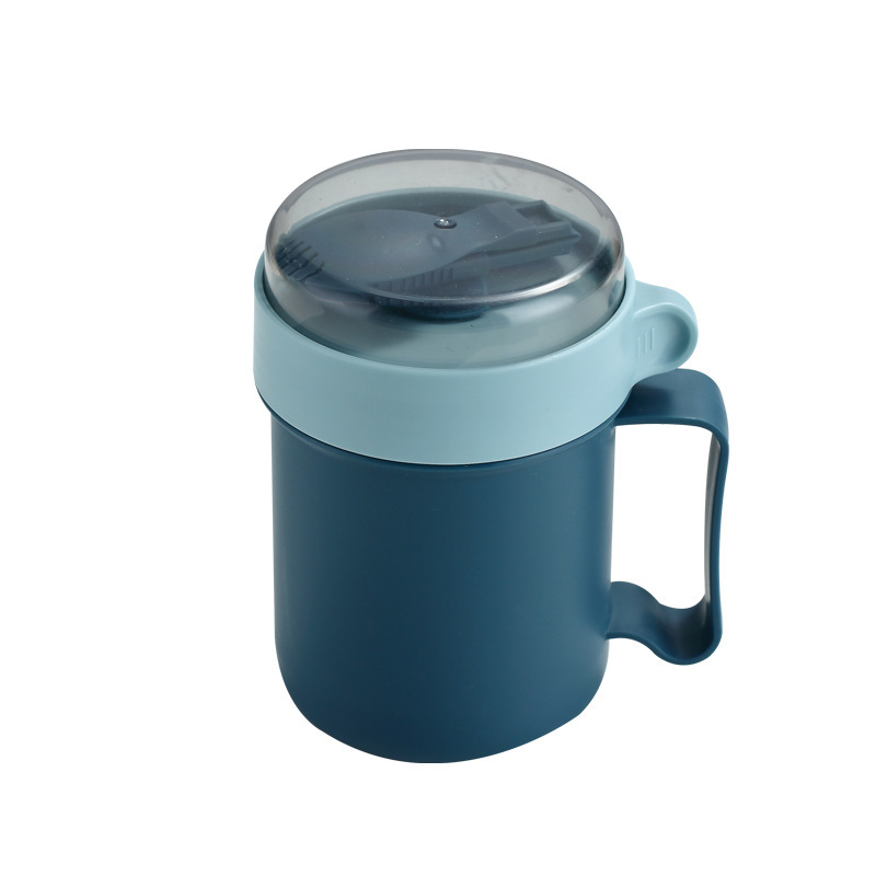 Plastic Cup, High-End Niche Household Student Fruit Soup Cup, Tableware, Spoon, Water Cup, Female High-Looking Breakfast Cup