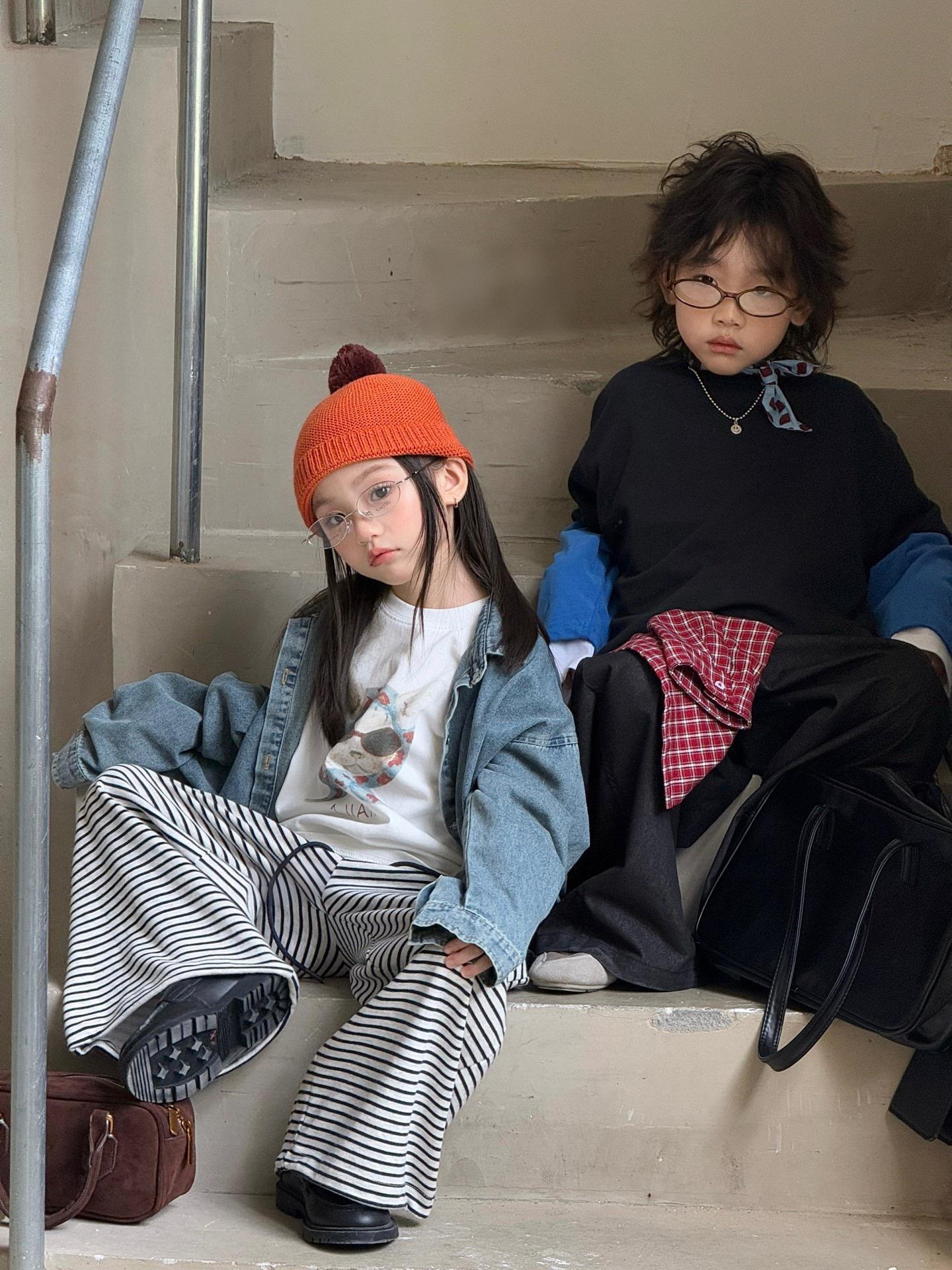 2025 New Autum Kidsren's Korean Style Embroidered Denim Shirt Jacket for Boys and Girls, Versatile Casual Wide Top Trendy