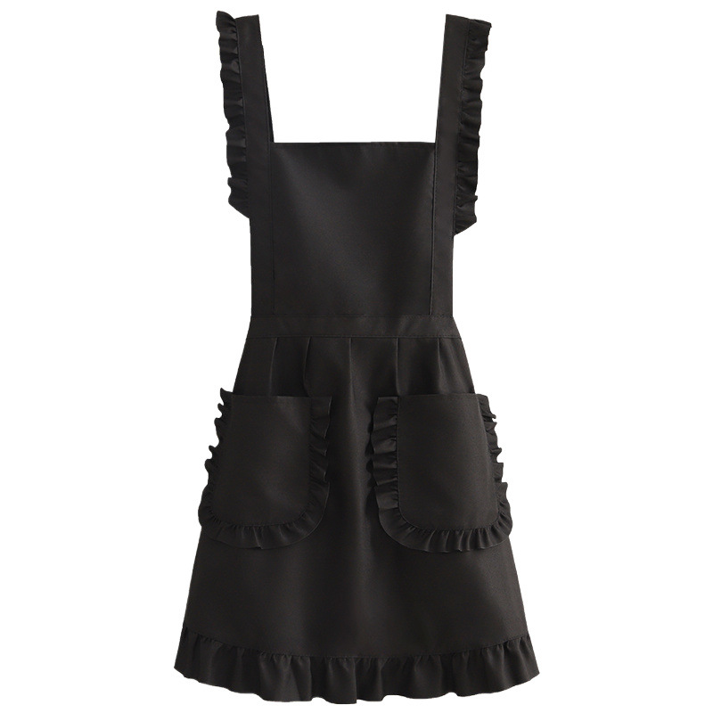 Foreign-style Korean-style Wood-ear Apron Kitchen Household Stain-resistant Stain-resistant Waist Logo Printing Nail Shop Work Clothes for Women