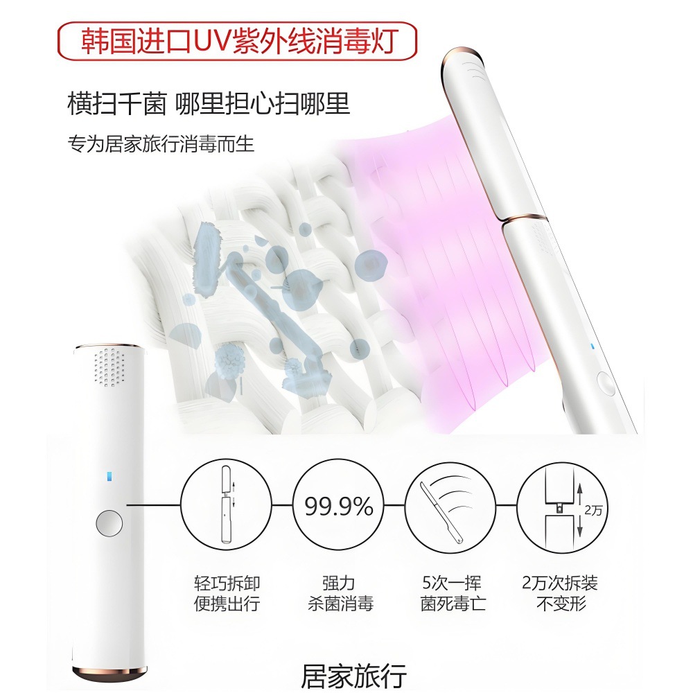 Led-Uv Ultraviolet Disinfection and Sterilization Stick 18 Imported Lamp Beads High-Efficiency Disinfection Home Travel Sterilization Stick Cross-Border