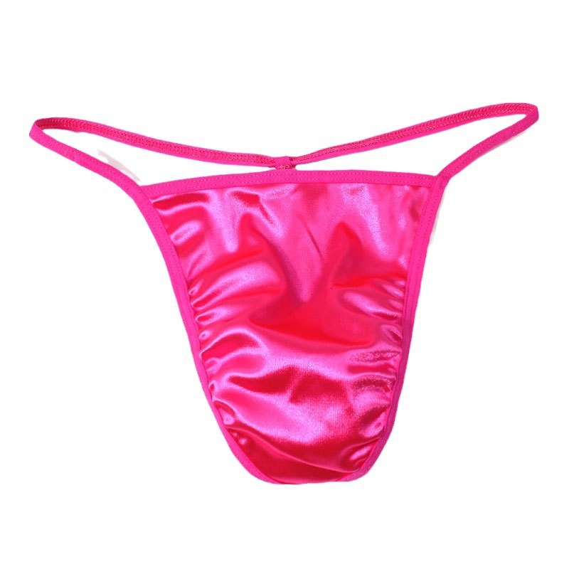 Foreign trade plus size luxury satin men's thong sexy seamless low waist hot one line solid color European and American T pants