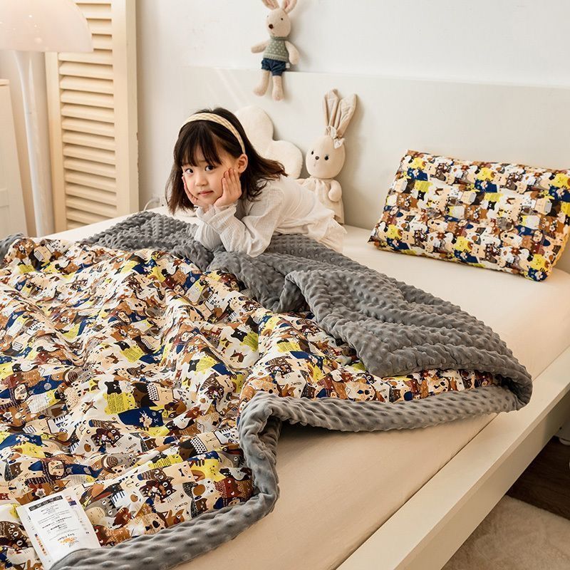 Winter Thickeneded Bean Blanket Baby Spring & Fall Comfort Blanket Kidsren's Baby All Year Round Coral Velvet Small Blanket Soybean Quilt