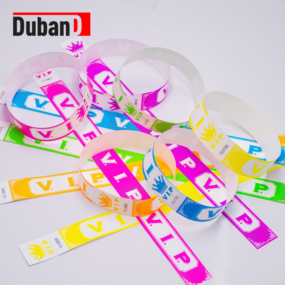 Foreign trade new design fluorescent color VIP waterproof disposable bracelet wristband children's tickets Amazon hot sale