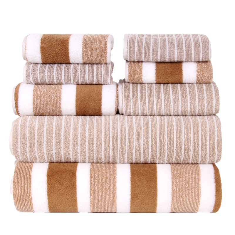 8-Piece Set of Cross-Border Coral Velvet Wide and Narrow Towel Bath Towel Combination for Home Use, Thickeneded, Soft, Water-Absorbent and Lint-Free for Hair Delivery