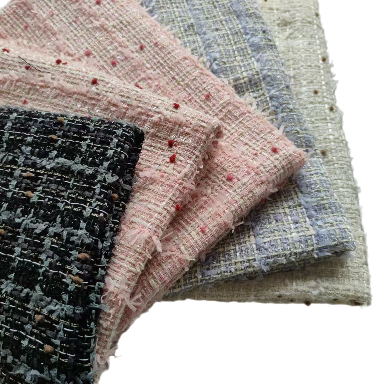 2025 new spring style Icelandic tweed idea bright silk fabric coat dress bag jewelry bouquet