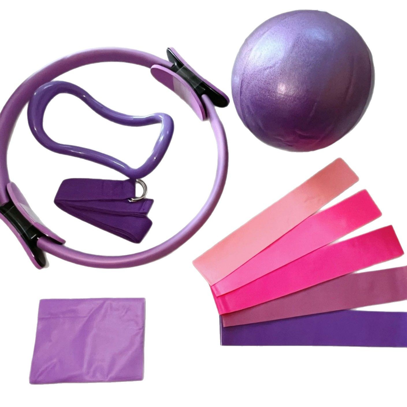 Pilates ring five-piece stretch aid with latex tension band 25cm yoga straw ball yoga ring combination