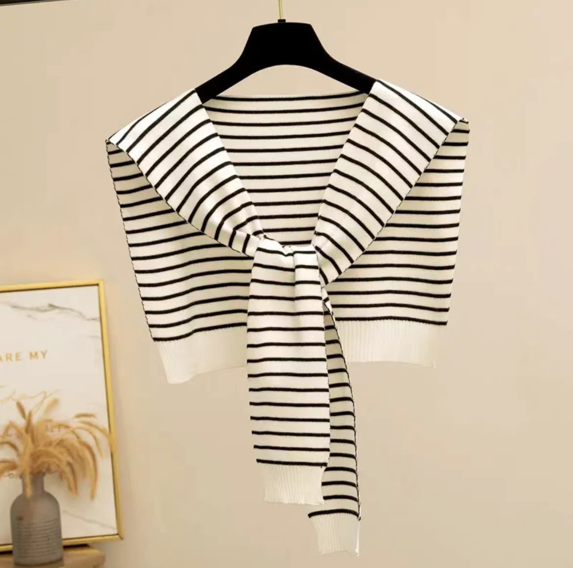 Новая вязаная шаль с полосками, защита шеи для женщин