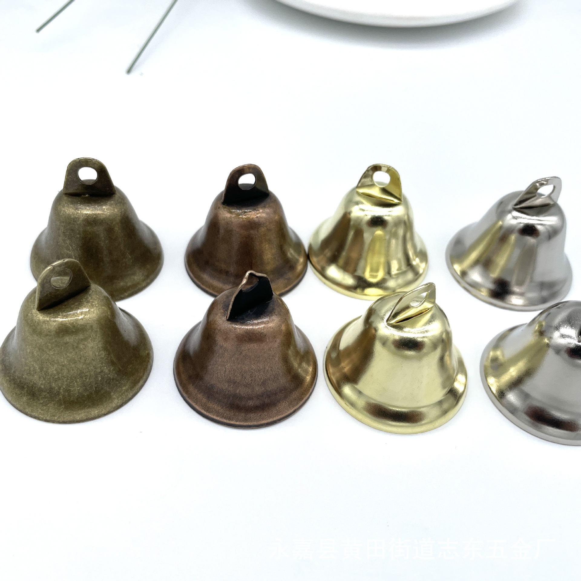 Retro color 38mm open bell hanging hammer horn bell thickened diy wind chime Christmas bell accessories nickel plated